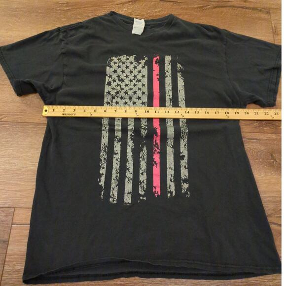 VTG American Flag Patriotic Adult Large Faded Distressed Biker Punk USA Police - Picture 5 of 6